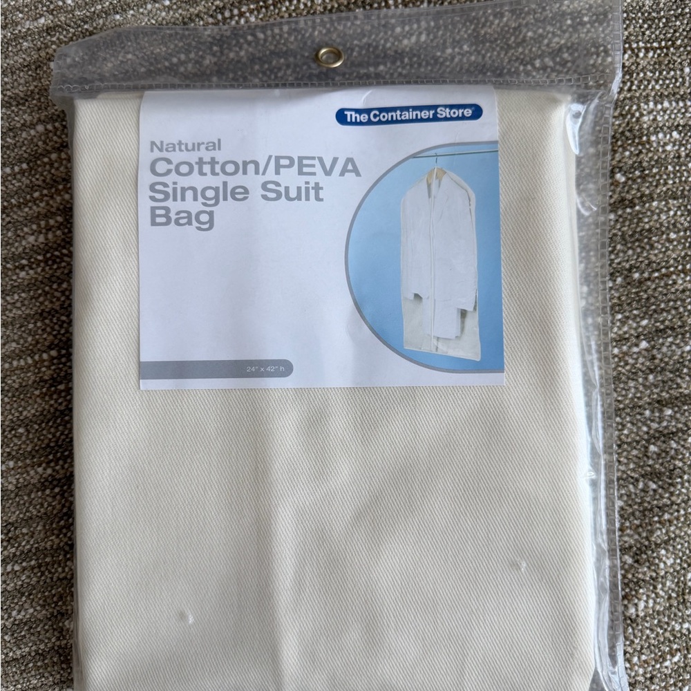 The Container Store Natural Cotton/PEVA Suit Bag - Cream